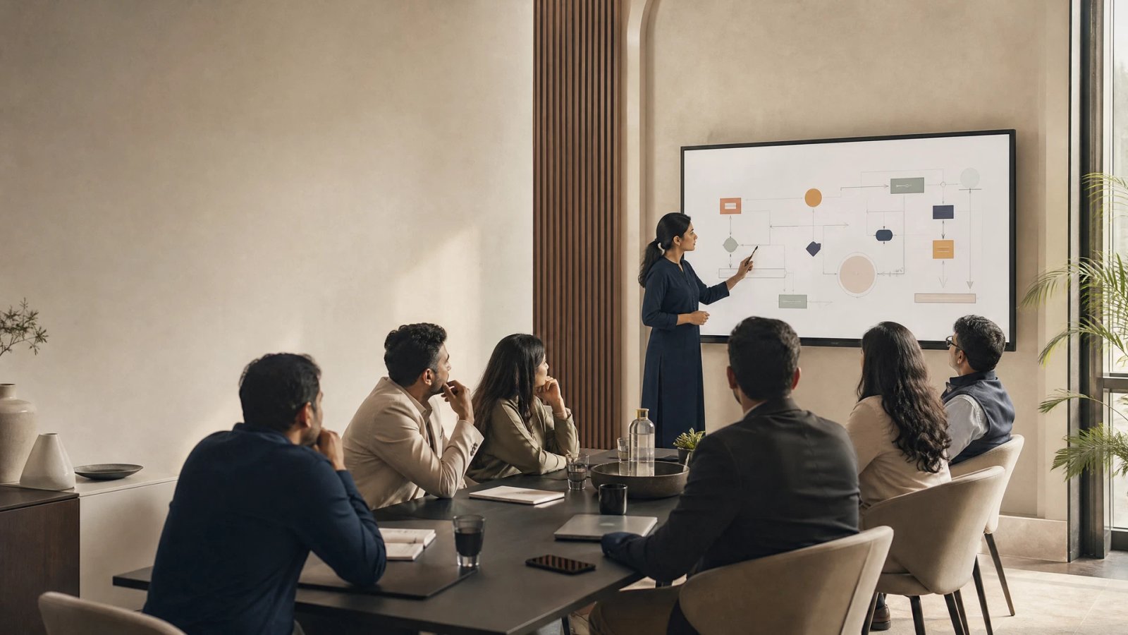 Business leaders participating in a strategic AI and systems workshop